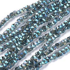 Electroplate Glass Beads Strands, Faceted, Rounded Rectangle, Full Rainbow Plated