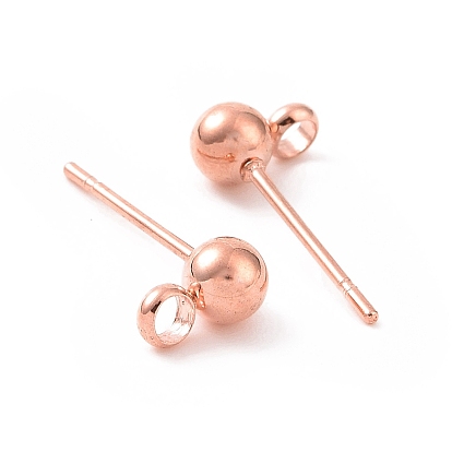 Ion Plating(IP) 304 Stainless Steel Ball Post Stud Earring Findings, with Loop and 316 Surgical Stainless Steel Pin