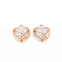 Brass Micro Pave Cubic Zirconia Charms, Real 18K Gold Plated, Nickel Free, Heart