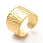 304 Stainless Steel Textured Wide Band Open Cuff Ring for Women
