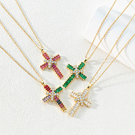 Красочное ожерелье с подвеской в виде креста из циркония для женщин с высоким чувством моды