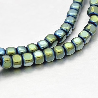 Cube Electroplate Non-magnetic Synthetic Hematite Beads Strands, 3x3x3mm, Hole: 0.5mm, about 150pcs/strand, 15.7 inch