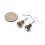 Boucles d'oreilles pendantes en calebasse de pierres précieuses naturelles mélangées, 304 bijoux en acier inoxydable pour femmes