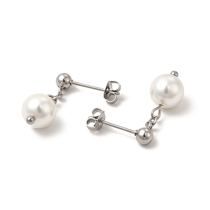 Boucles d'oreilles pendantes à pampilles en perles de verre, 304 bijoux en acier inoxydable pour femmes