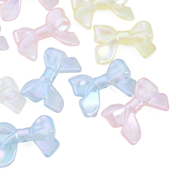 Perles acryliques placage irisé arc-en-ciel, perles de paillettes, bowknot
