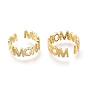 Brass Micro Pave Clear Cubic Zirconia Cuff Rings, Open Rings, Mother's Day Gifts, Long-Lasting Plated, Word Mom
