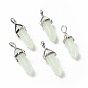 Luminous/Glow Bullet Glass Pointed Pendants, with Brass Findings, Lead Free and Cadmium Free