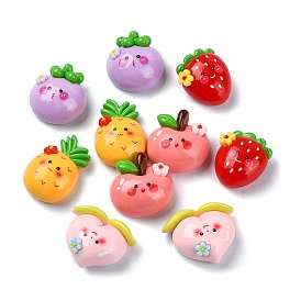 Opaque Resin Decoden Cabochons, Smiling Face Fruit, Mixed Shapes