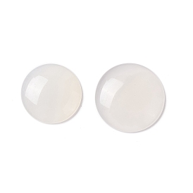 Natural White Agate Cabochons, Grade A, Flat Round