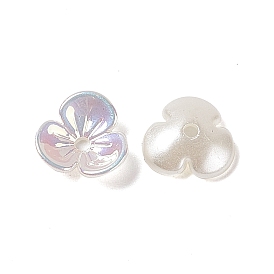 Opaque Acrylic Bead Caps, AB Color, 3-Petal Flower