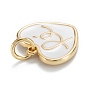 Brass Enamel Charms, Real 18K Gold Plated, Long-Lasting Plated, Heart with RE
