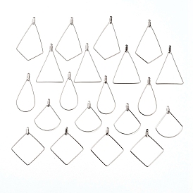 304 Stainless Steel Wire Pendants, Hoop Earring Findings, Teardrop & Kite & Rhombus & Fan & Triangle