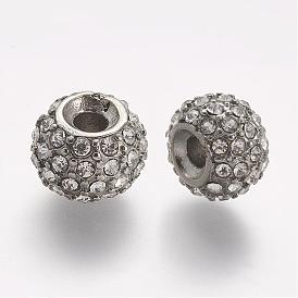 304 Stainless Steel Rhinestone Beads, Rondelle