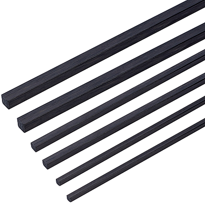 Olycraft 6Pcs 3 Style Carbon Fiber Solid Dowel Rods, Glossy Surface Sand Table Making Accessory, for RC Airplane Lights Rack Sports Equipment