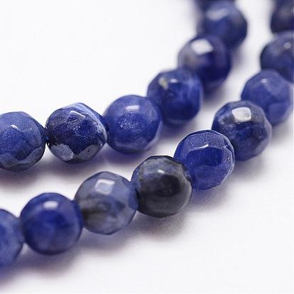 Natural Sodalite Beads Strands, Grade A, Faceted, Round