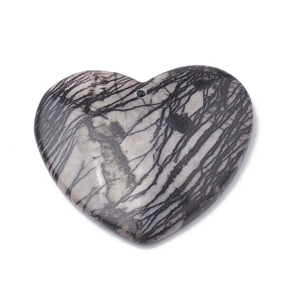 Natural Black Silk Stone/Netstone Pendants