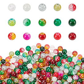 Ensembles de perles de verre, avec perles de verre craquelées peintes à la bombe et perles de verre imitation opalite, ronde