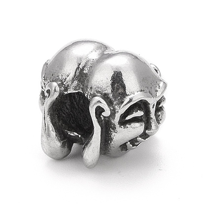 304 acier inoxydable perles européennes, Perles avec un grand trou   , visage humain