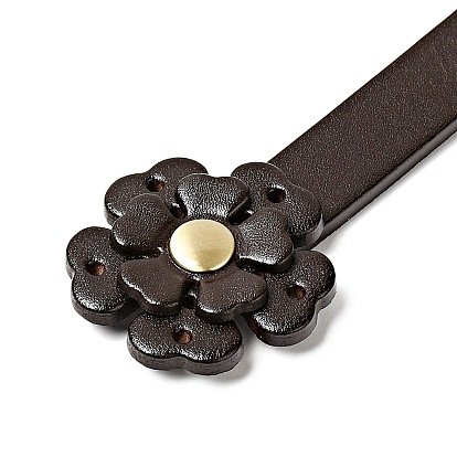 Sakura Flower End Cowhide Leather Sew On Bag Handles, with Brass Findings, Bag Strap Replacement Accessories