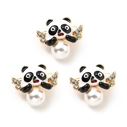 Panda con alfiler esmaltado con alas con perla abs, broche animal de aleación dorada para ropa de mochila, sin plomo y cadmio