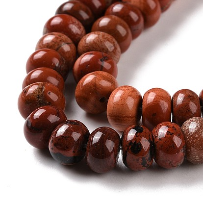 Rouge naturel perles de jaspe brins, classe ab, rondelle