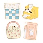 Gato de estilo de dibujos animados en los alfileres de esmalte de cama/cajón/bolsa, insignia de aleación de oro claro para mujer
