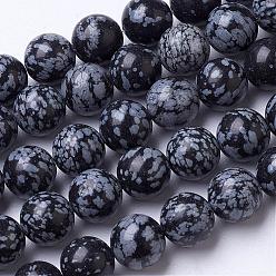 Naturschneeflocke Obsidian Perlen Stränge, Runde