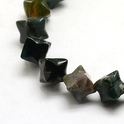 Nuggets Natural Moss Agate Beads Strands, 9x9x9mm, Hole: 1mm, about 34pcs/strand, 14.1 inch