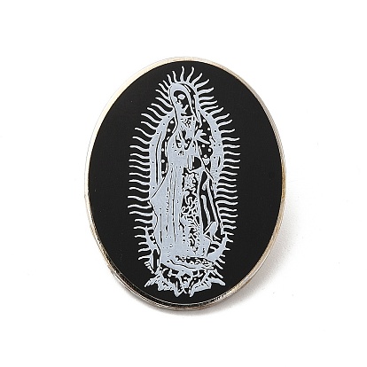 Broche de aleación ovalado con Virgen María para ropa de mochila