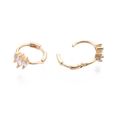 Clear Cubic Zirconia Horse Eye Hoop Earrings, Brass Jewelry for Women, Nickel Free