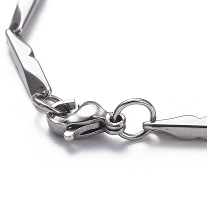 Ion Plating(IP) Unisex 304 Stainless Steel Bar Link Chain Bracelets, with Lobster Claw Clasps