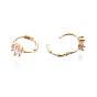 Clear Cubic Zirconia Horse Eye Hoop Earrings, Brass Jewelry for Women, Nickel Free