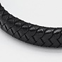 Bracelets cordon cuir tressé, avec 304 fermoirs magnétiques en acier inoxydable, 206x12x6mm