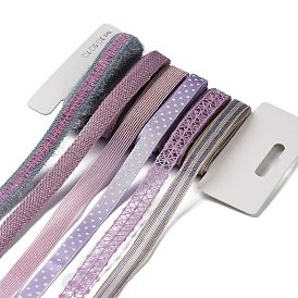 18 Yards 6 Styles Polyester Ribbon, for DIY Handmade Craft, Hair Bowknots and Gift Decoration, Purple Color Palette