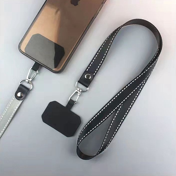 Polyester Adjustable Detachable Polyester Neck Lanyard, with Plastic Pads & Alloy Findings Holder