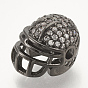 Perles de casque de football en zircone cubique micro pave en laiton, clair