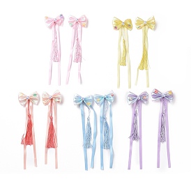 Bowknot Long Ribbon Alligator Hair Clip, with Random Color Tassels, Hanfu Hair Accessories for Teens Girls Gifts