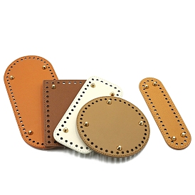Flat Round/Oval PU Leather Knitting Crochet Bags Nail Bottom Shaper Pad, for Bag Bottom Accessories