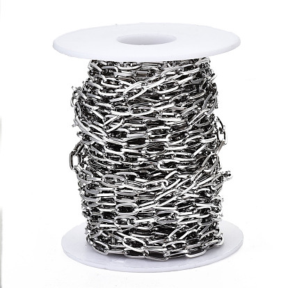 Brass Paperclip Chains, Flat Oval Cable Chains, Unwelded, with Spool, Cadmium Free & Nickel Free & Lead Free