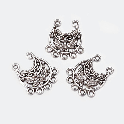 Tibetan Style Alloy Chandelier Components Links, Lead Free and Cadmium Free, Moon