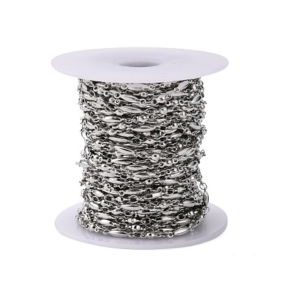 304 maillons en acier inoxydable chaînes, soudé, décoratif chaîne de perle de boule, avec connecteur ovale, 2.5mm