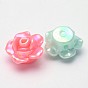 AB Color Plated Opaque Acrylic Flower Beads, 13x8mm, Hole: 2mm, about 1200pcs/500g