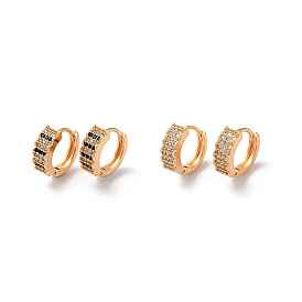 Light Gold Brass Hoop Earrings with Rhinestone, Rectangle