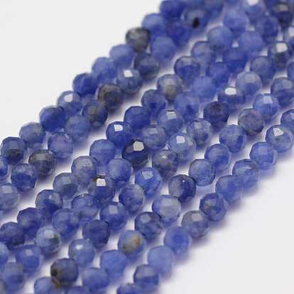 Natural Sodalite Beads Strands, Faceted, Round