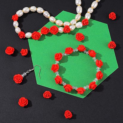 80Pcs 2 Style Cinnabar Beads, Rose