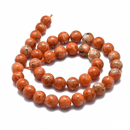 Perles de calcite orange naturelle, ronde