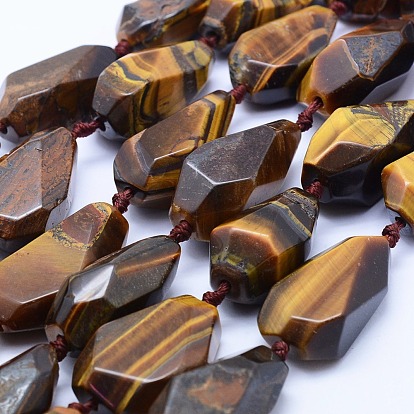 Natural Tiger Eye Beads Strands, Faceted, Drop