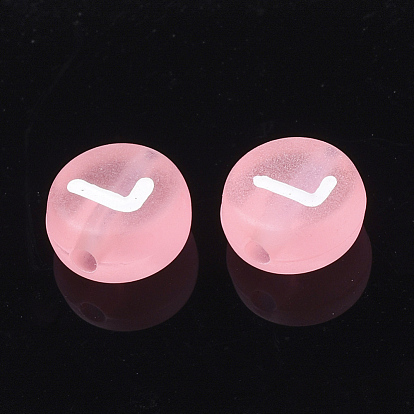 Perles acryliques transparentes, trou horizontal, plat rond avec la lettre