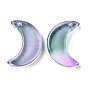 Perles de verre de peinture de cuisson transparente, lune, top foré