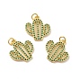 Micro cuivres ouvrent pendentifs zircone cubique, avec anneau de saut, sans cadmium et sans plomb, plaqué longue durée, cactus, verte